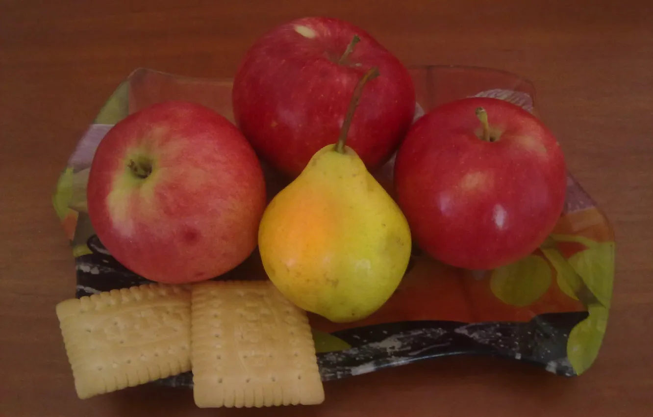 Фото обои лето, яблоки, печенье, Фрукты, груша, витамины