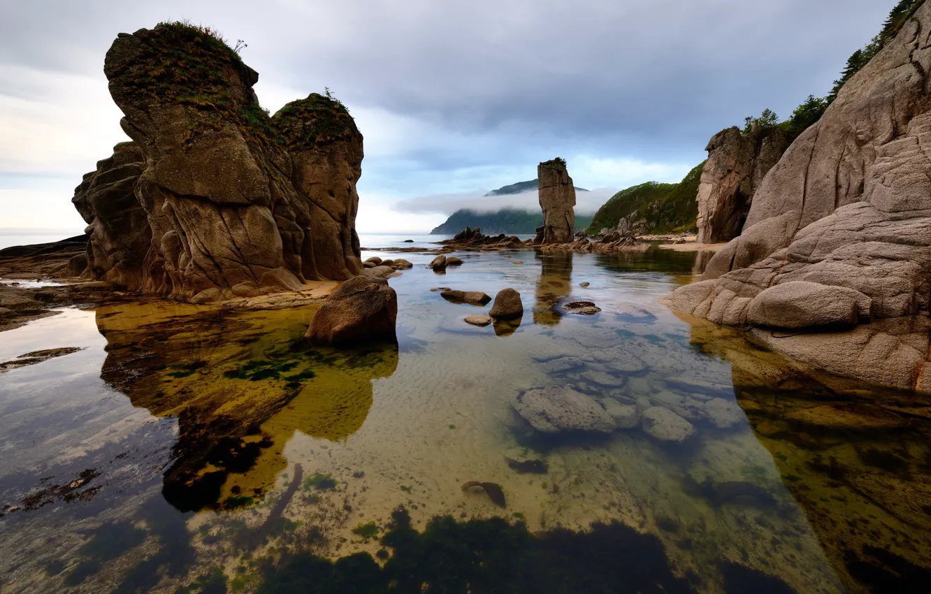 Фото обои камни, скалы, Японское море, Лазовский заповедник