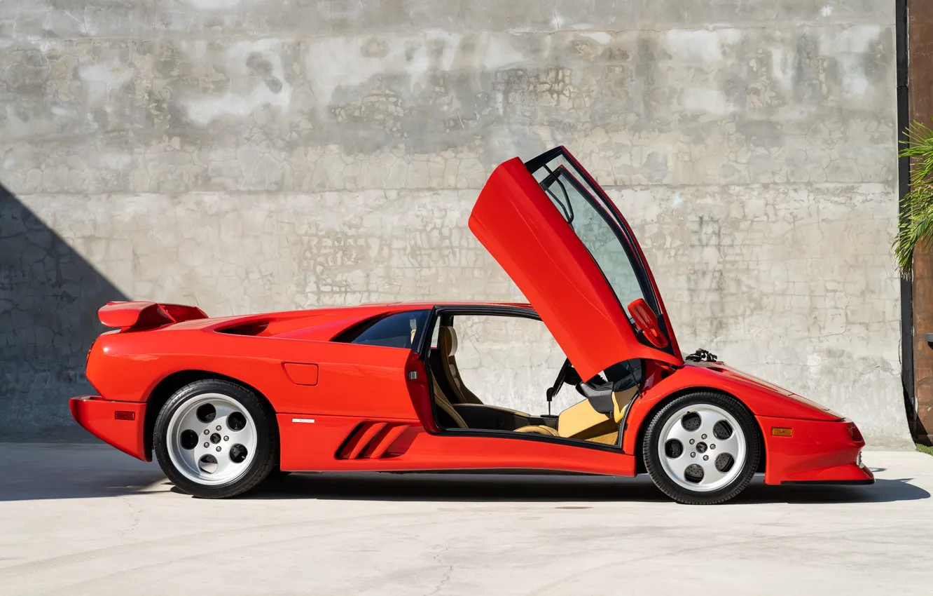 Фото обои Lamborghini, red, lambo, Diablo, side view, Lamborghini Diablo SE30