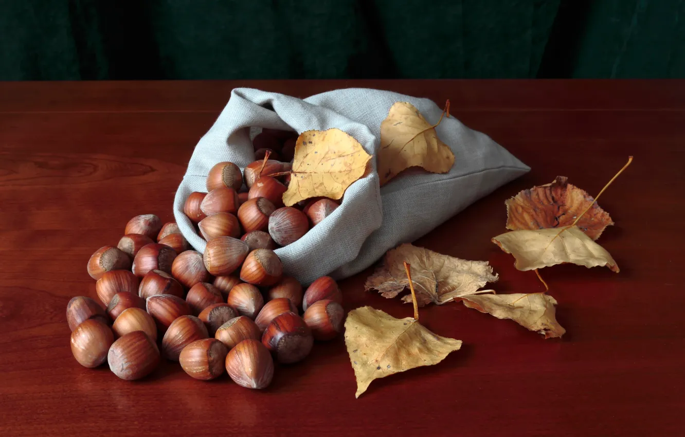 Фото обои осень, урожай, орехи