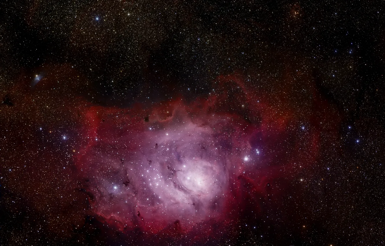 Фото обои Stars, Nebula, NGC 6523, Messier 8, Constellation of Sagittarius, Emission nebula, H II region, The …