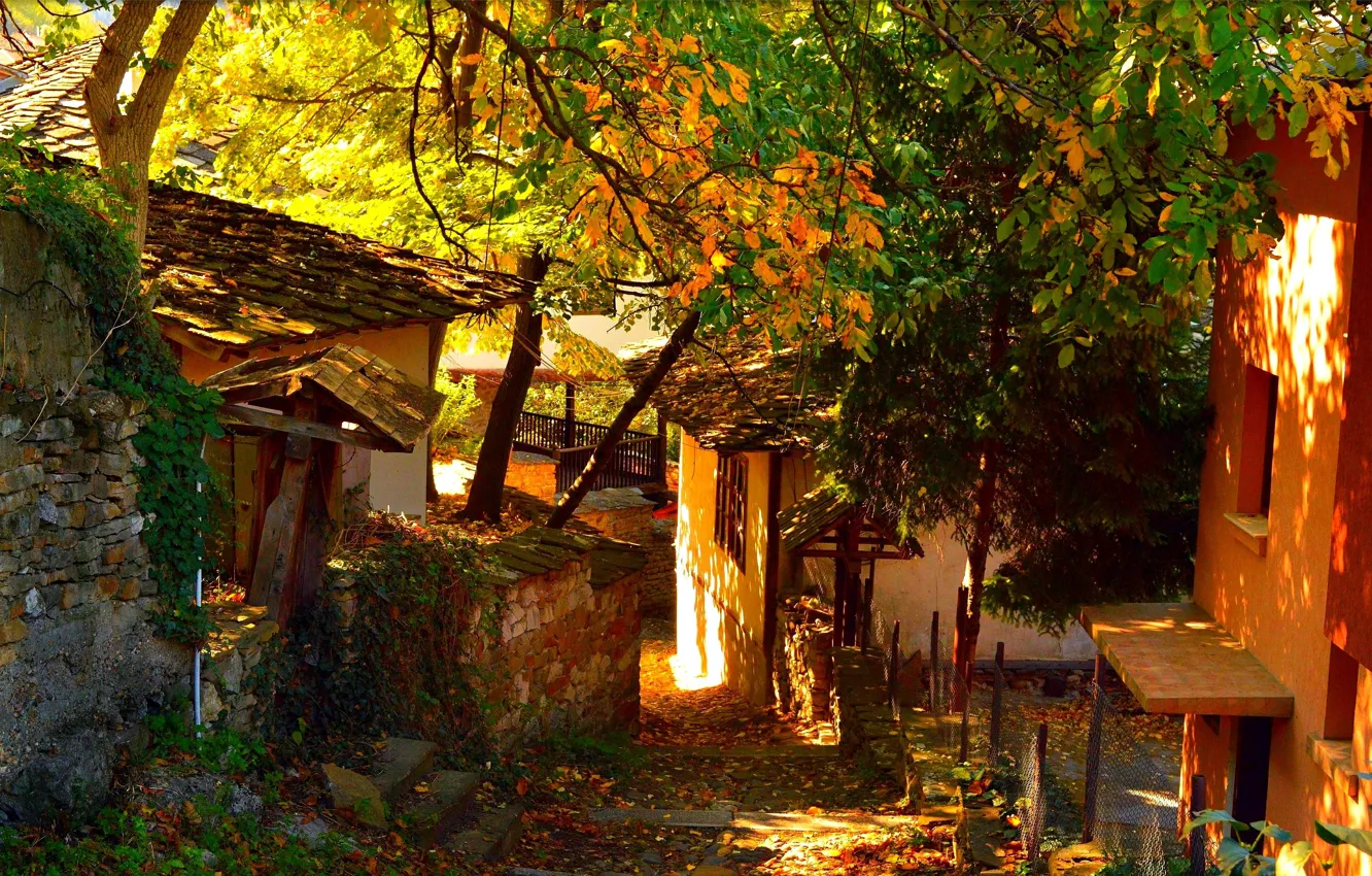 Фото обои Дома, Осень, Деревня, Autumn, Village, Houses