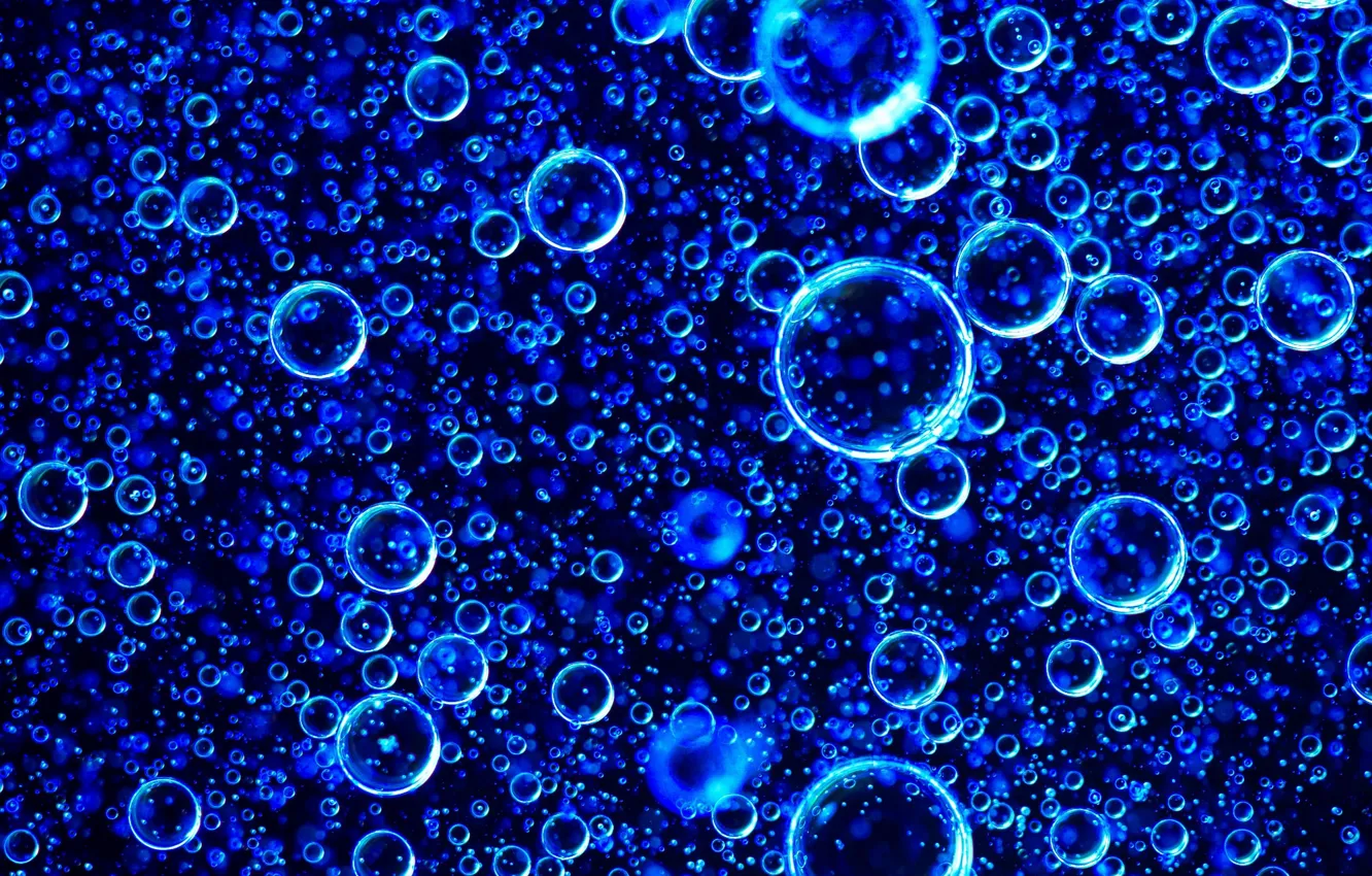 Фото обои синий, пузыри, много