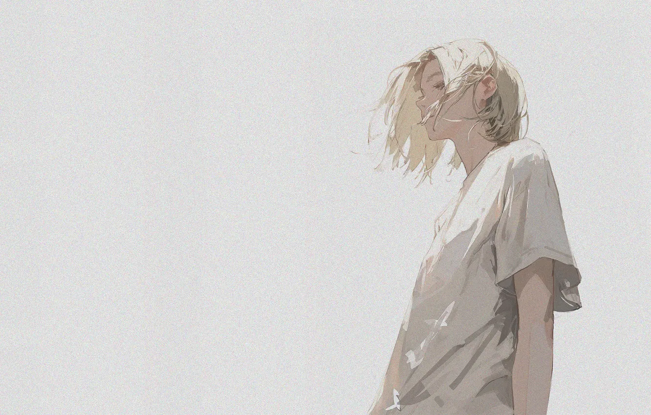 Фото обои girl, minimalism, anime