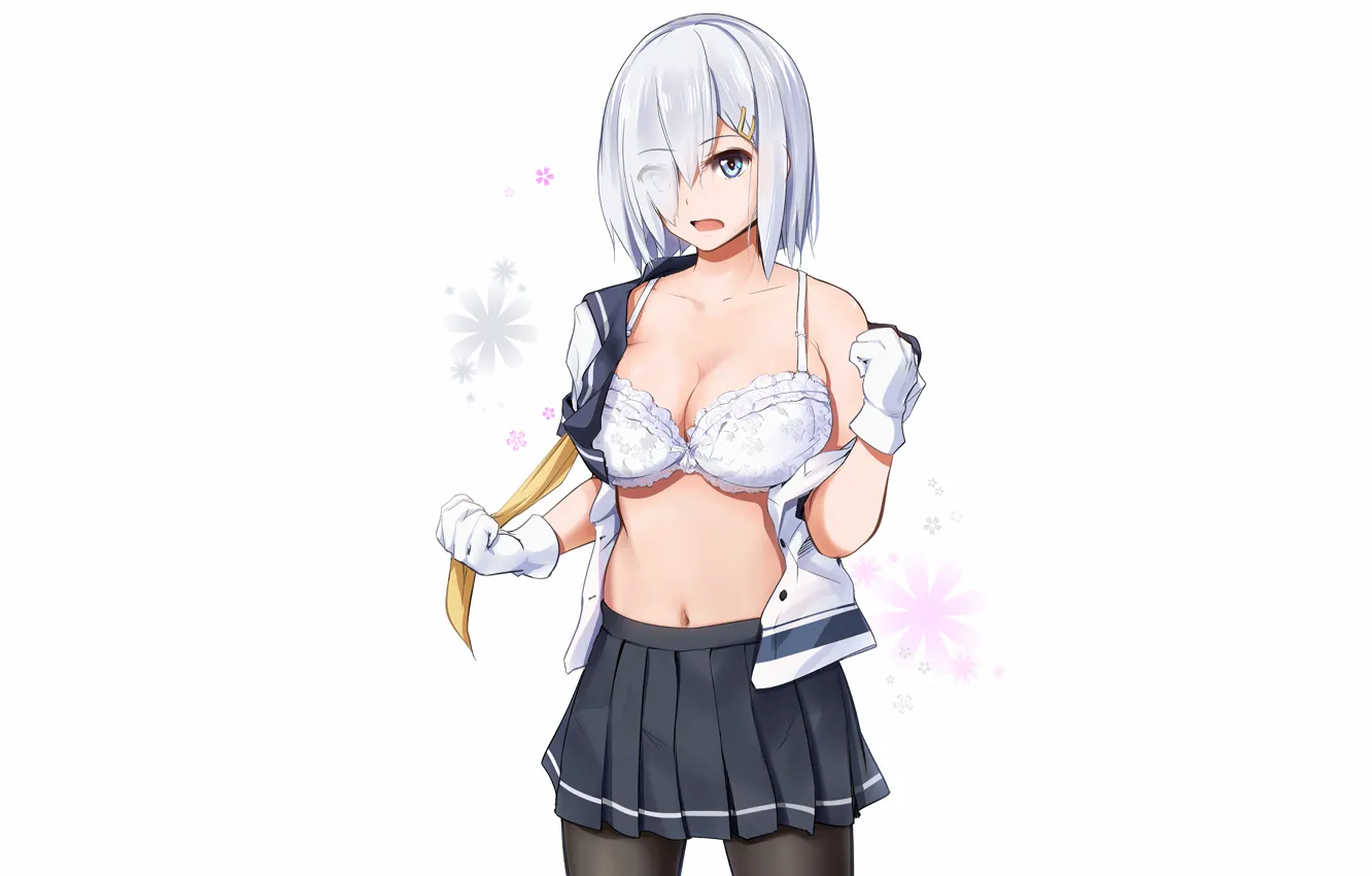 Фото обои girl, sexy, lingerie, bra, cleavage, school uniform, boobs, anime