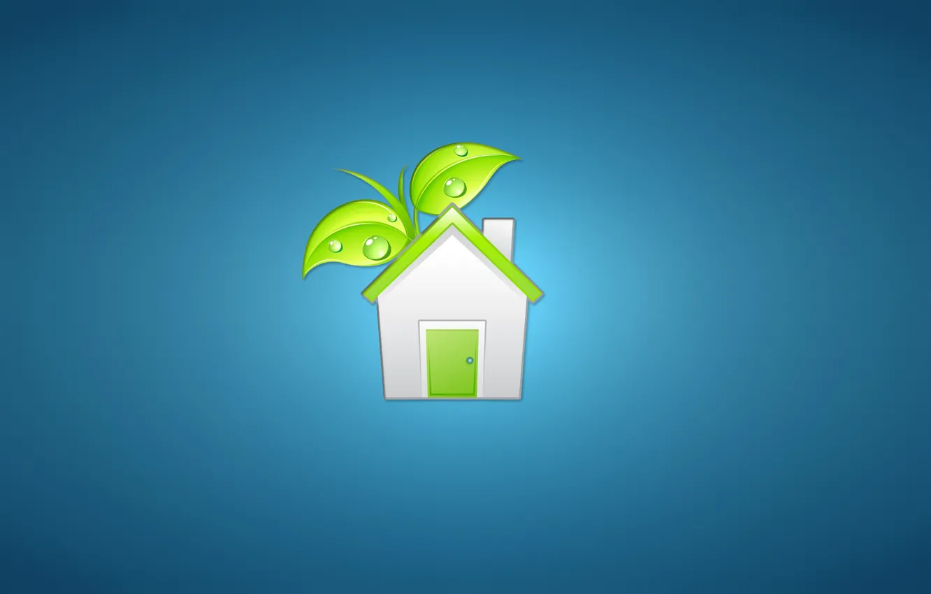 Фото обои белый, листья, зеленый, дом, растение, минимализм, дверь, домик