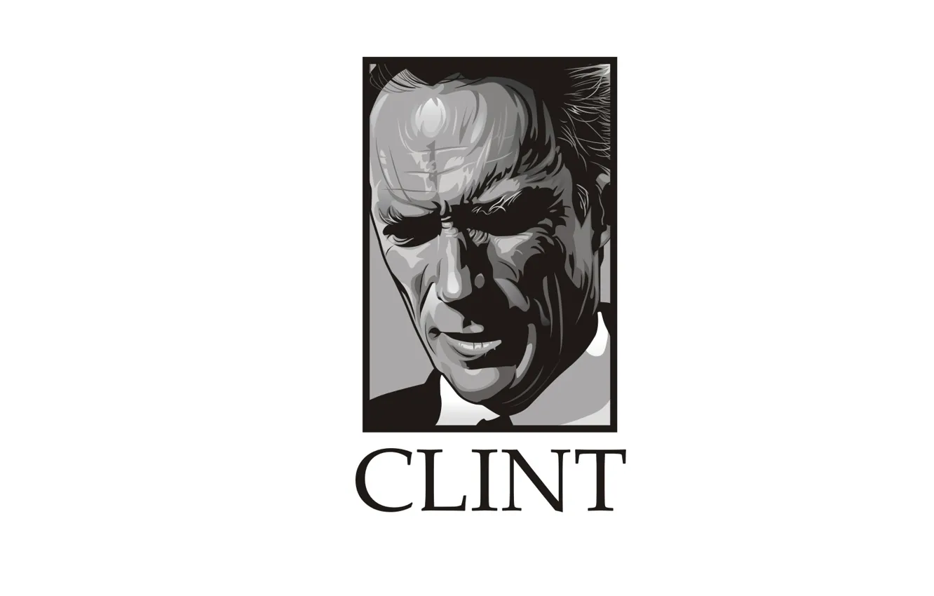 Фото обои лицо, минимализм, актёр, Clint Eastwood, Клинт Иствуд