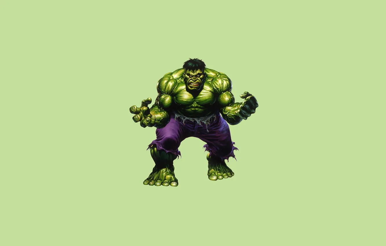 Фото обои монстр, минимализм, зелёный, Халк, Hulk, комикс, марвел, Marvel Comics