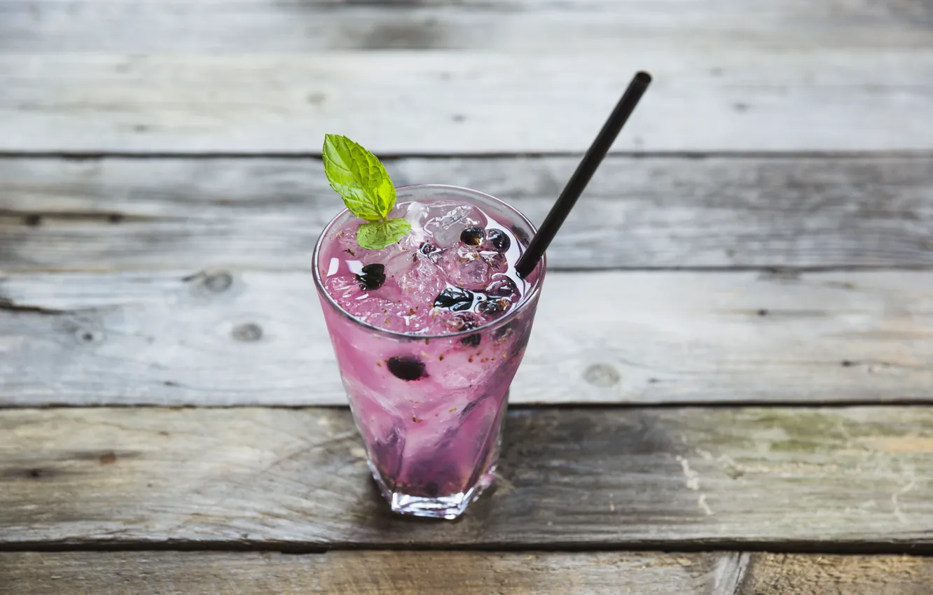 Фото обои лёд, черника, коктейль, cocktail, Berry