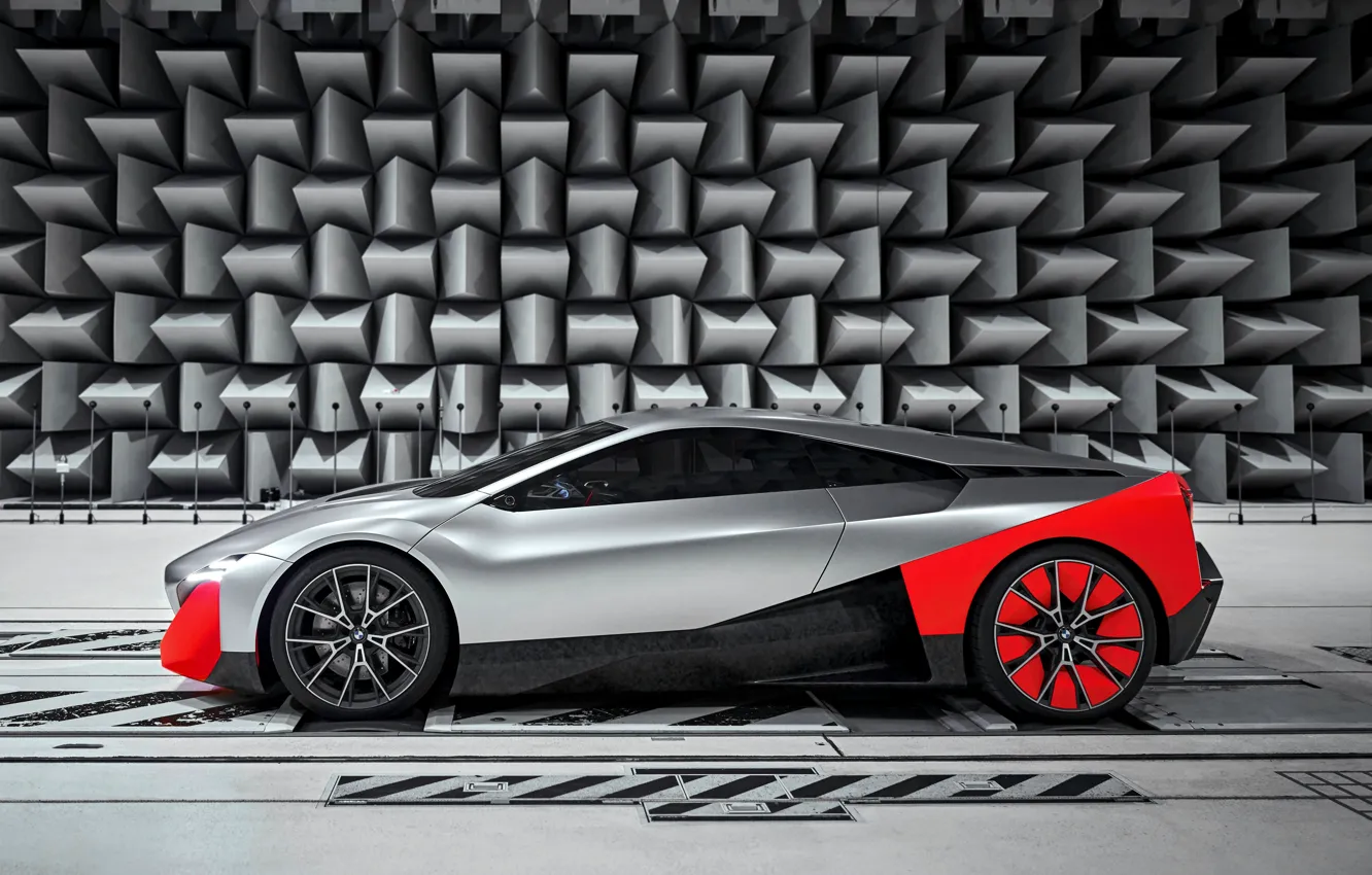 Фото обои купе, BMW, 2019, на фоне стены, Vision M NEXT Concept