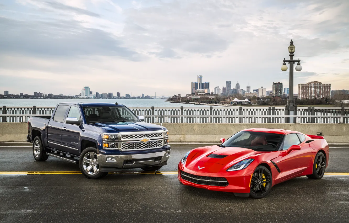 Фото обои фон, Corvette, Chevrolet, панорама, Шевроле, суперкар, пикап, Coupe