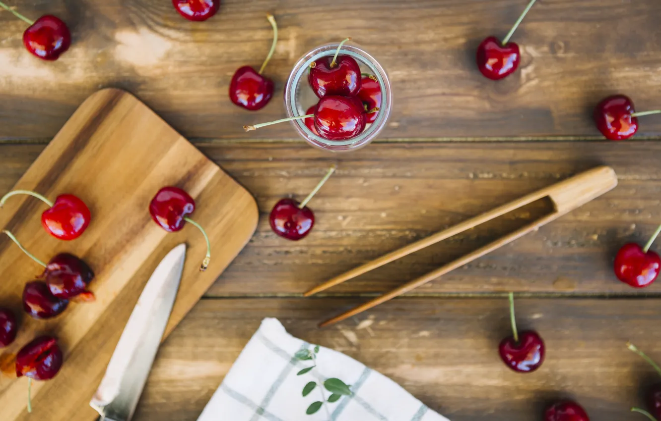 Фото обои ягоды, fresh, wood, черешня, спелая, cherry, berries