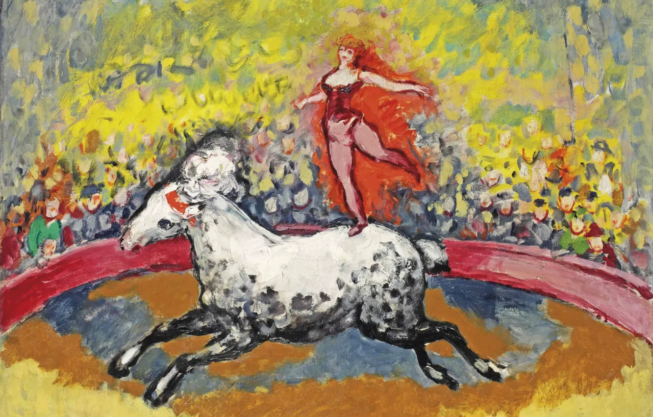 Фото обои масло, холст, трюк, Kees van Dongen, фовизм, В цирке Медрано