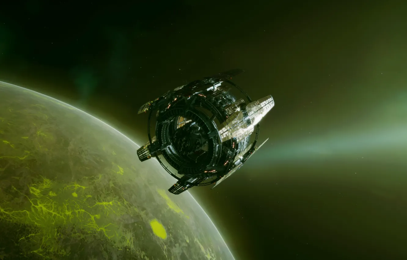 Фото обои space, космическая станция, simulation, тиккун, самоподобное пространство, Romulus, vohle, иксион