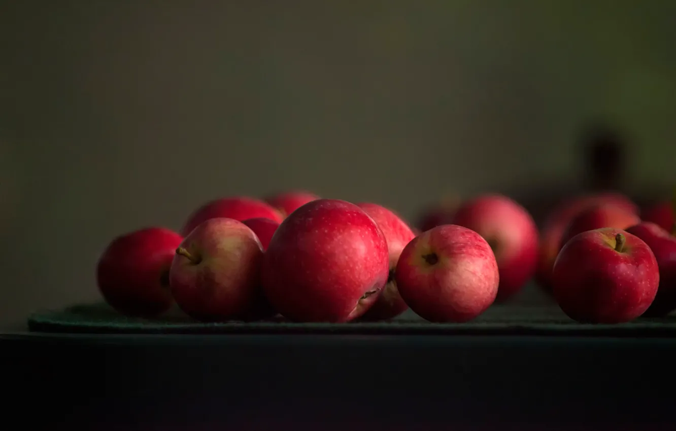 Фото обои яблоки, красные, боке
