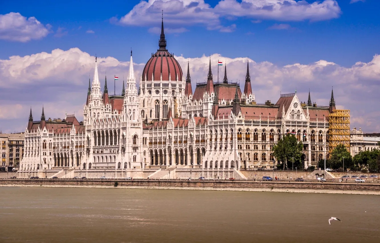 Фото обои река, Парламент, Венгрия, Будапешт, Дунай