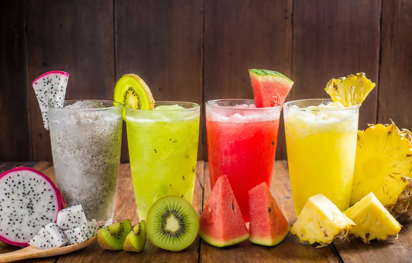 Фото обои ягоды, коктейль, фрукты, ассорти