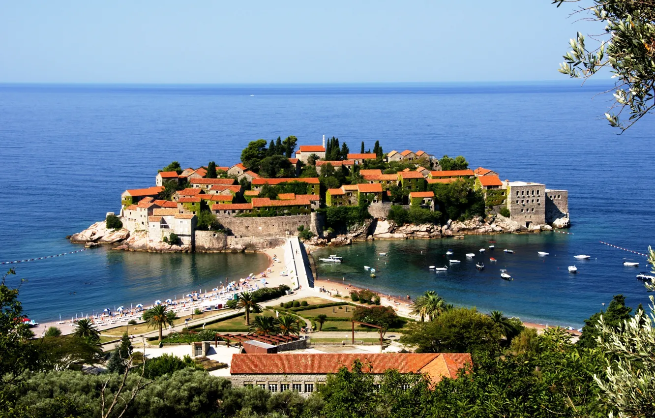 Фото обои море, Адриатика, остров-отель, Св.Стефан, Черногория, Ядран