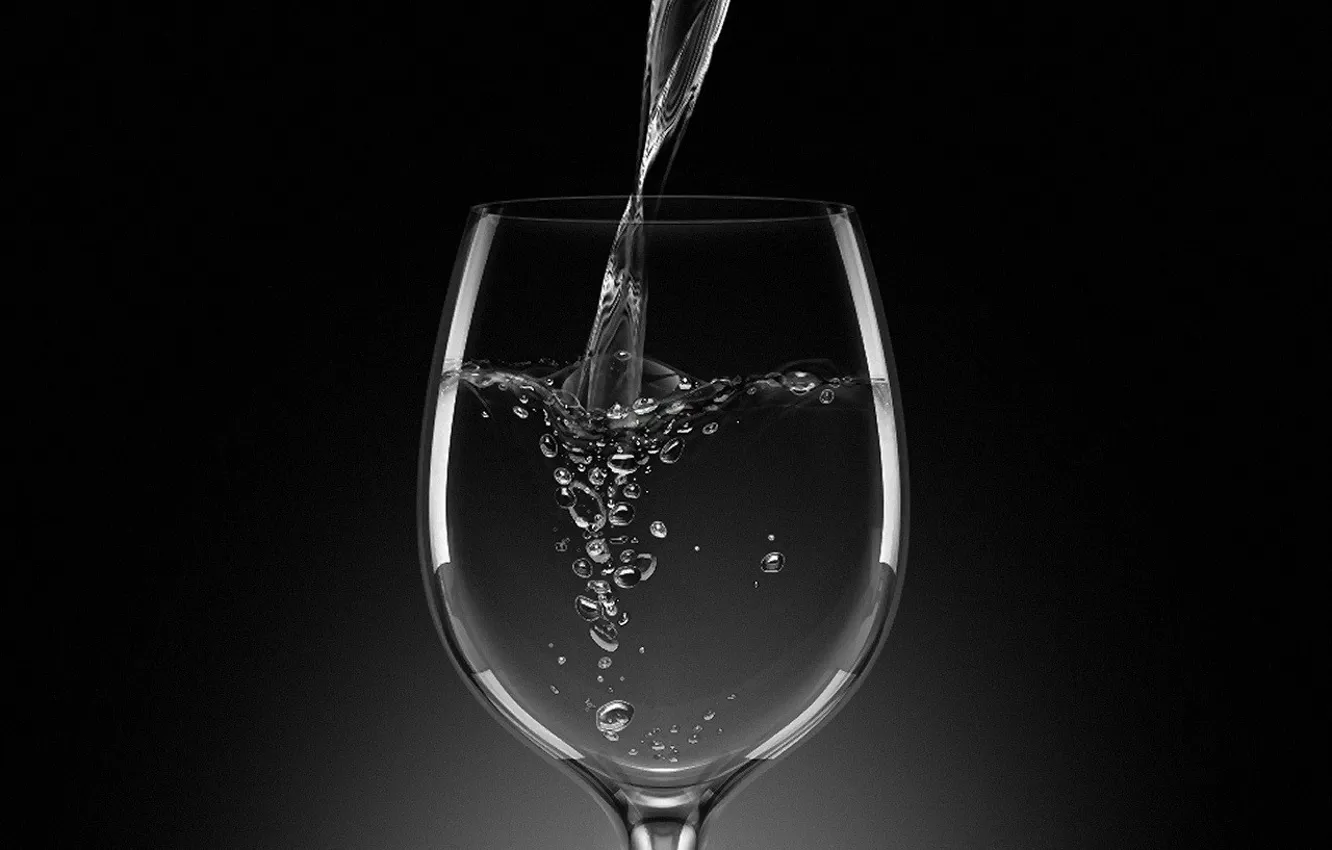 Фото обои вода, пузыри, Бокал
