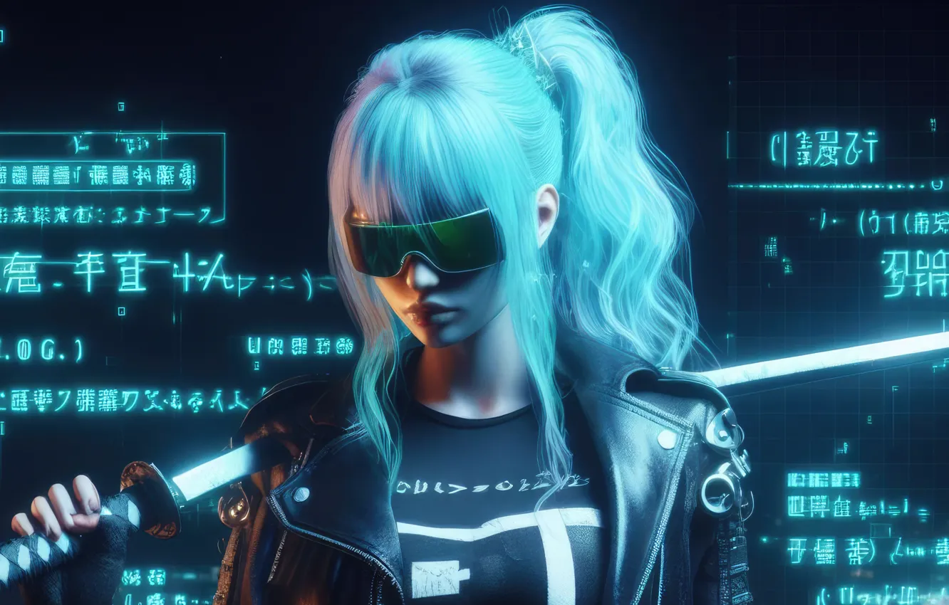 Фото обои girl, Fantastic, cyberpunk, blonde, unicode