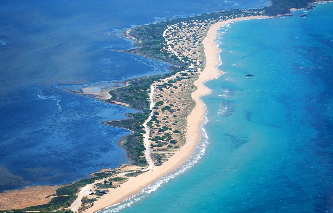 Фото обои море, побережье, Греция, вид сверху, Corfu