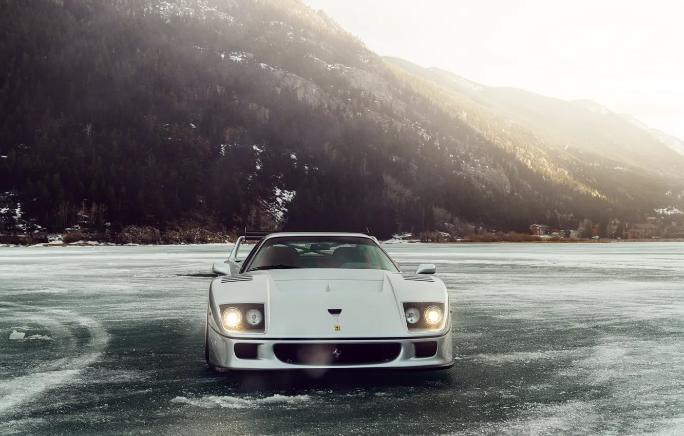 Фото обои Ferrari, F40, mountain