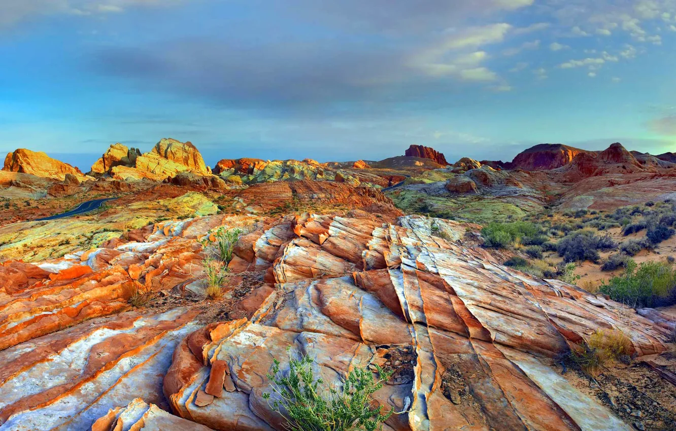 Фото обои скалы, США, Невада, Rainbow Vista