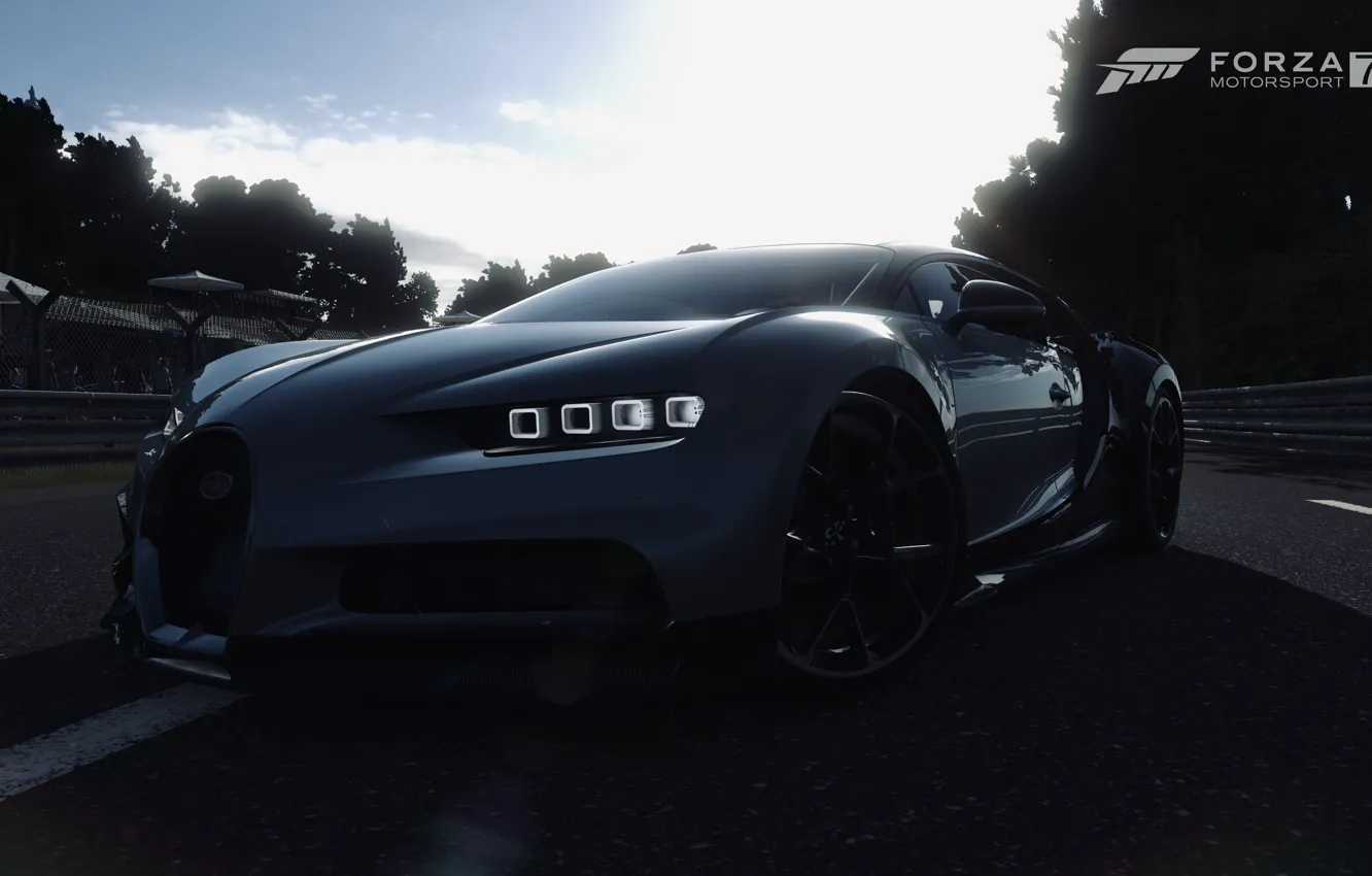 Фото обои HDR, Bugatti, Car, Sun, Sunshine, UHD, Chiron, Forza Motorsport 7