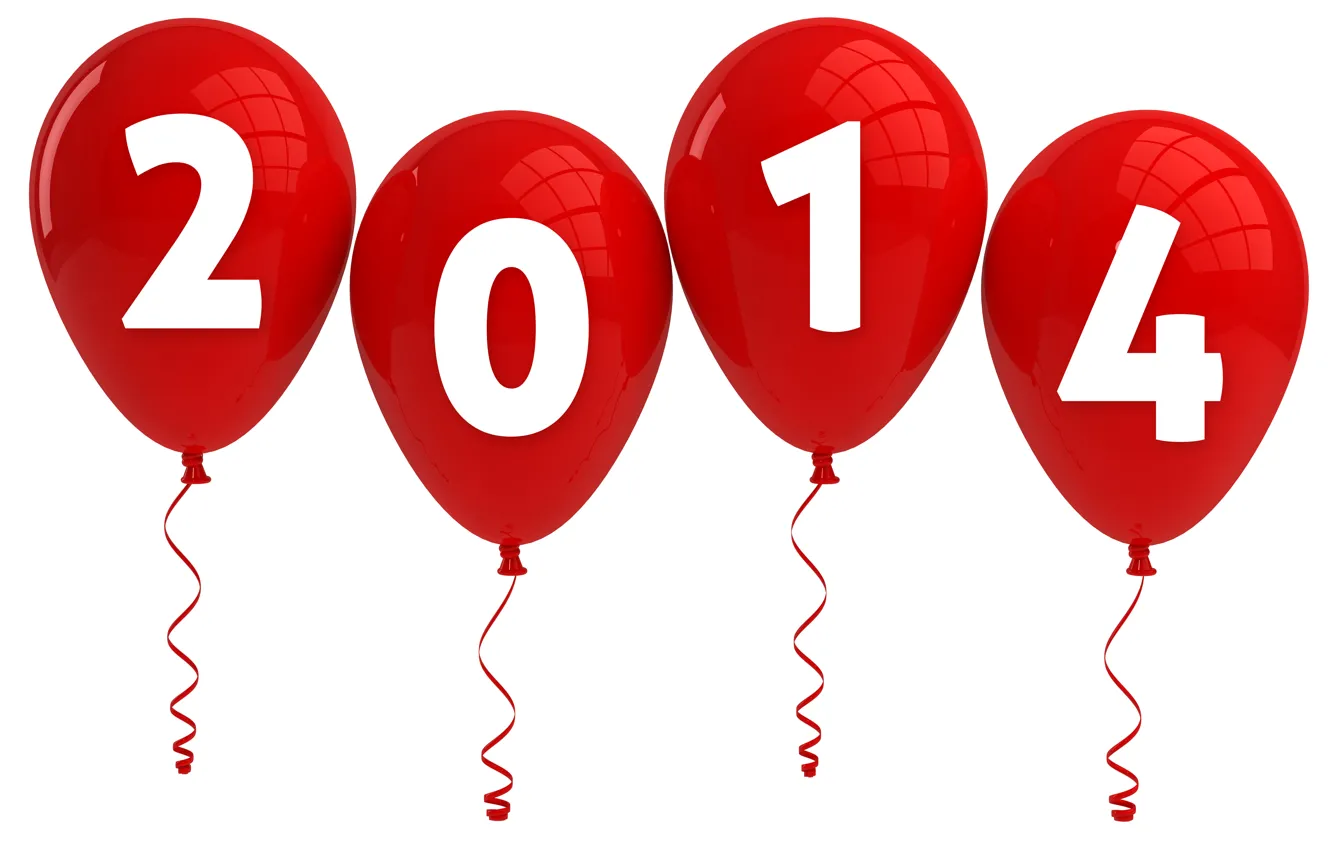Фото обои фон, цифры, new year, 2014, красные шарики