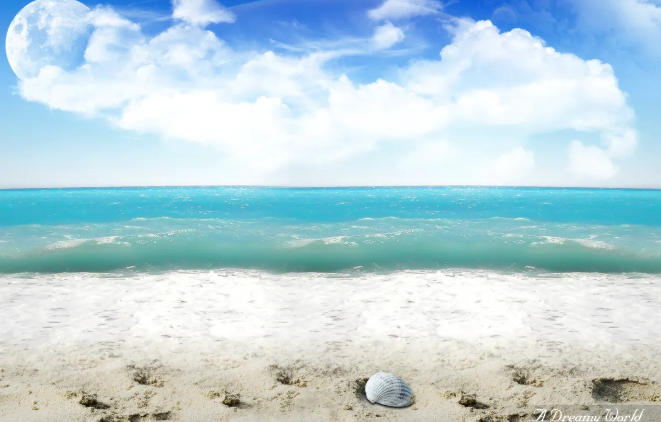Фото обои песок, волны, планета, Пляж, обработка