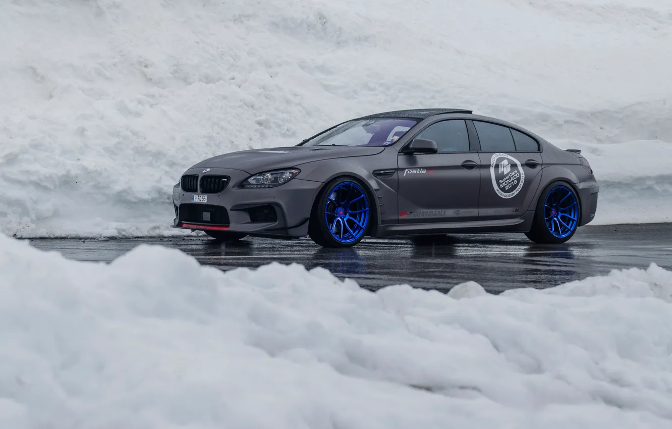 Фото обои Дорога, Снег, BMW, Серый, БМВ, Snow, Grey, BMW M6