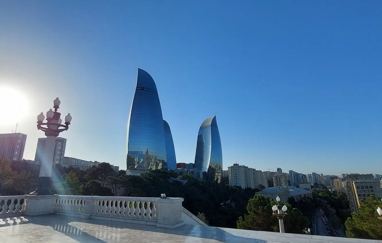 Фото обои Азербайджан, Azerbaijan, Baku, Баку, Flame Towers, Пламенные башни