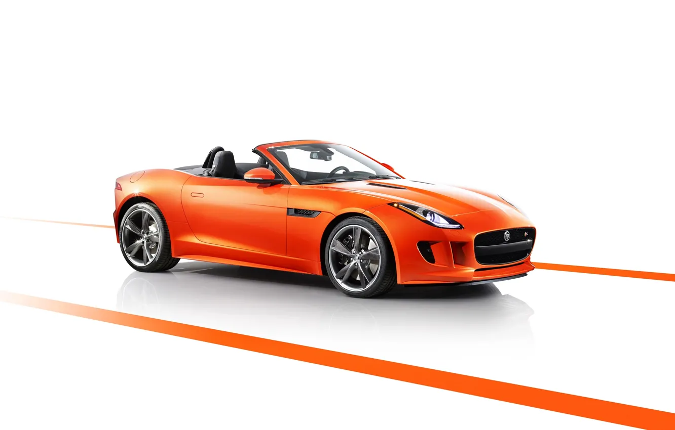 Фото обои Jaguar, Машина, Кабриолет, Ягуар, Оранжевый, передок, F-type, Ftype