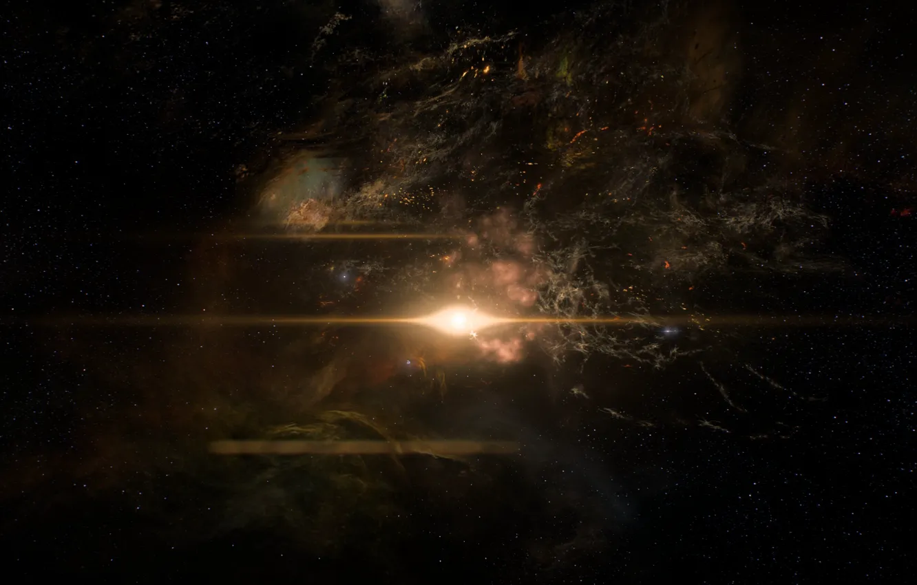 Фото обои Космос, Звезда, Андромеда, Mass Effect Andromeda