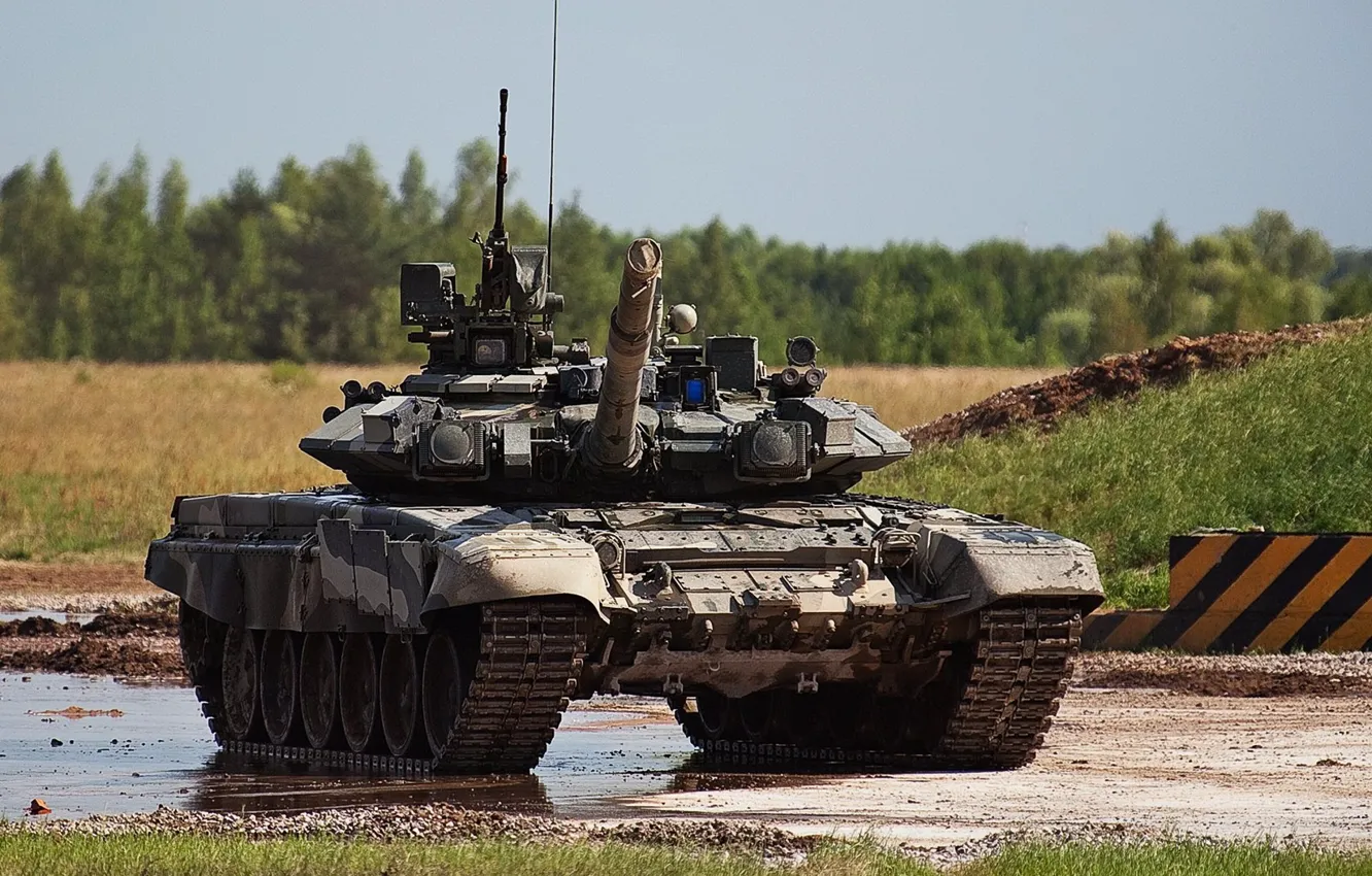 Фото обои лес, танк, Россия, т-90