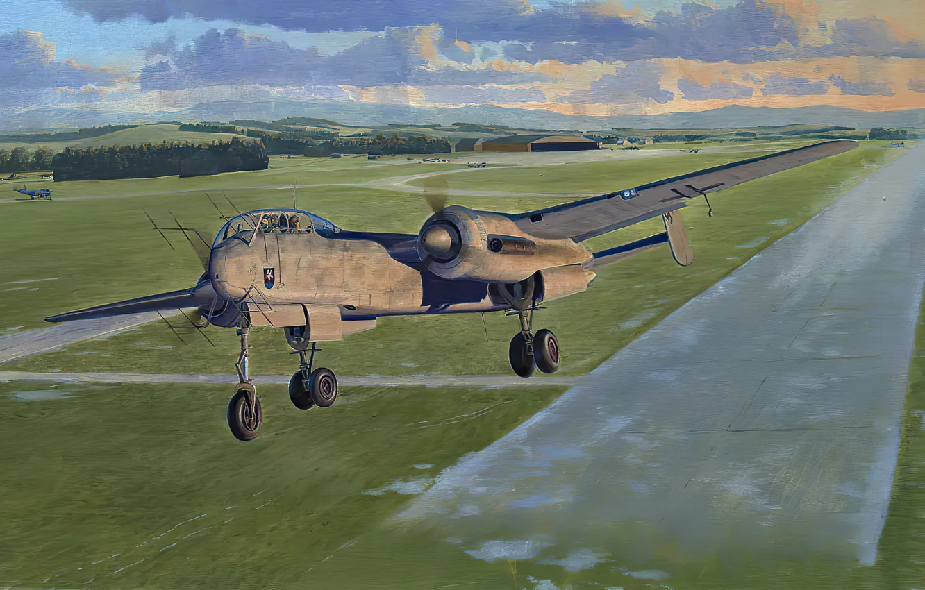 Фото обои art, airplane, ww2, heavy fighter, Heinkel He-219