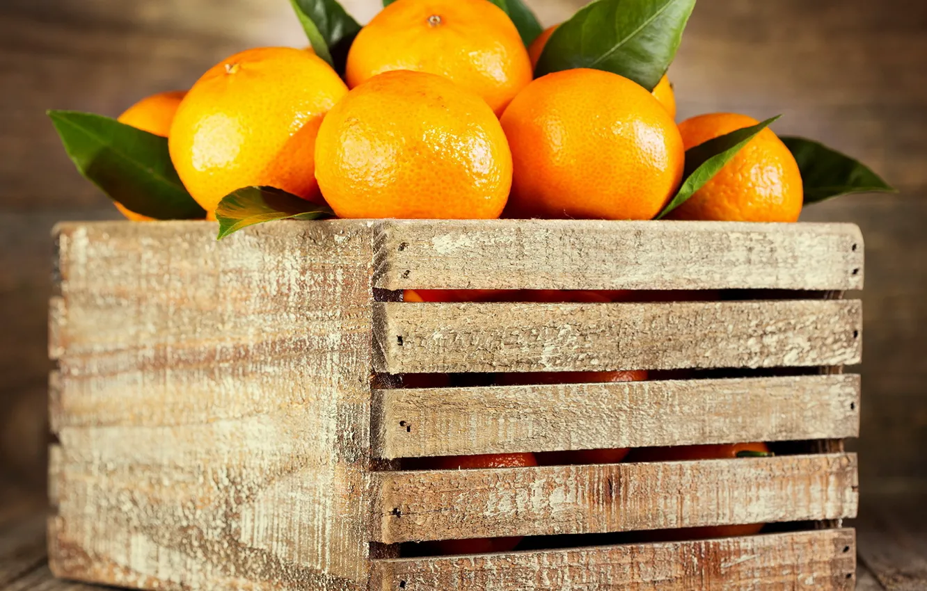 Фото обои апельсины, фрукты, ящик