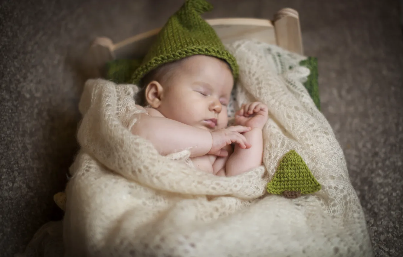 Фото обои дети, шапка, сон, малыш, спит, платок, ребёнок, младенец