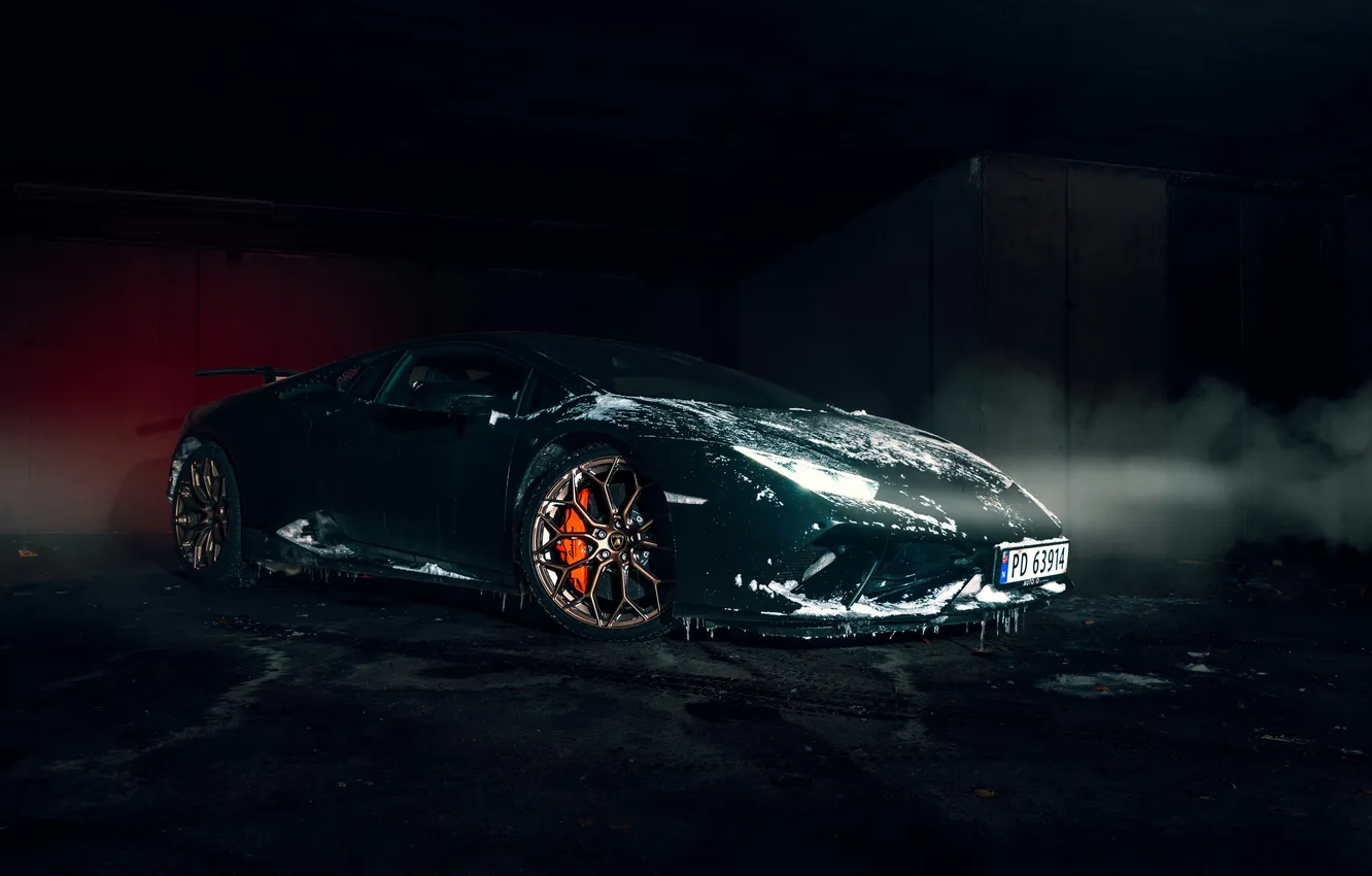 Фото обои green, lamborghini, huracan