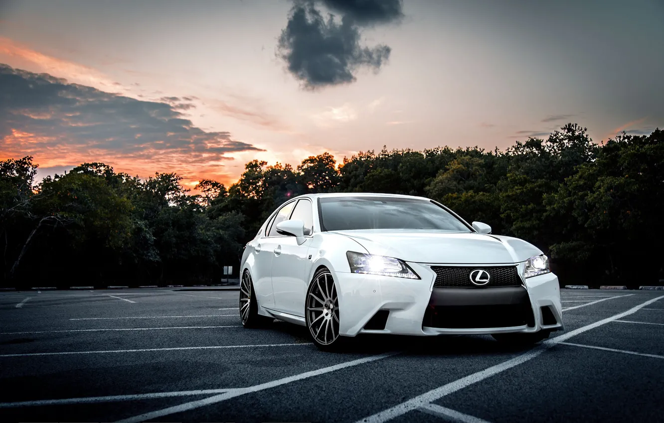 Фото обои Lexus, Sunset, White, Evening, F-sport