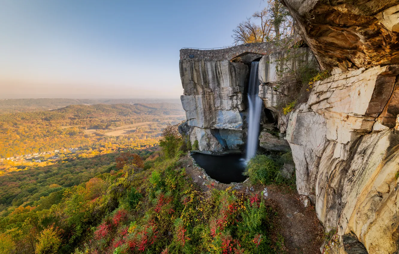 Фото обои Водопад, Chattanooga, Смотровая площадка, Rock City, Lovers Leap