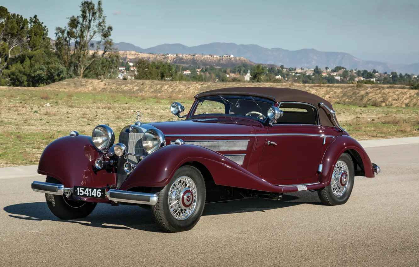 Фото обои Mercedes-Benz, Мерседес, кабриолет, передок, 540K, 1937, Cabriolet A