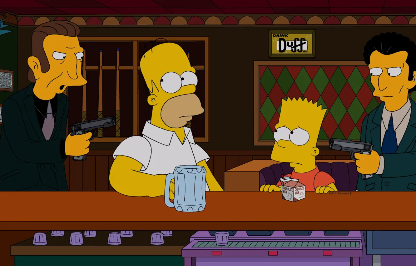 Фото обои оружие, Симпсоны, бандиты, гомер, The Simpsons, бард