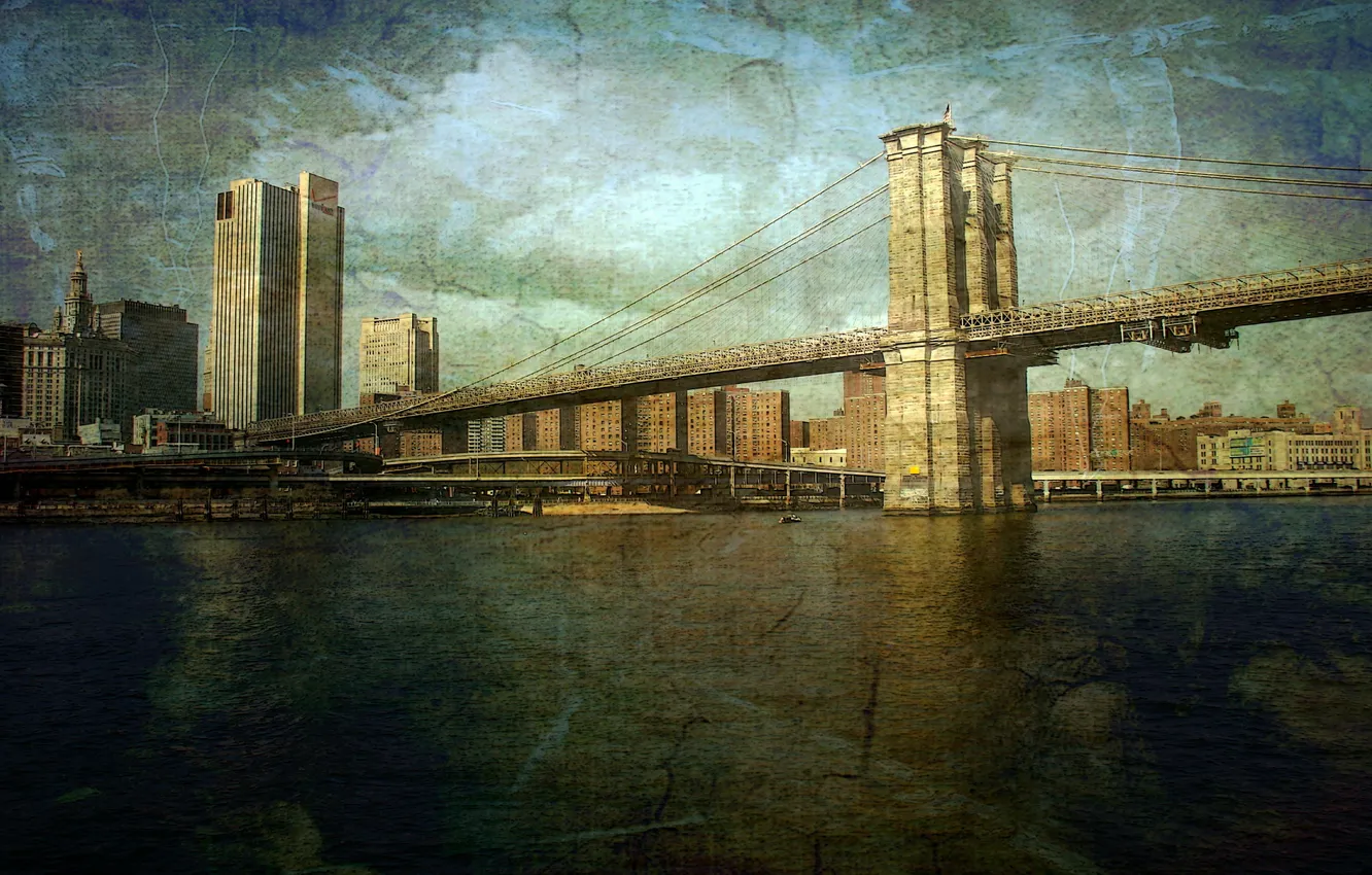 Фото обои город, New York, The Brooklyn Bridge