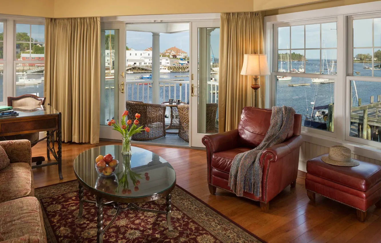 Фото обои комната, интерьер, балкон, отель, New England, Grand Harbor Inn
