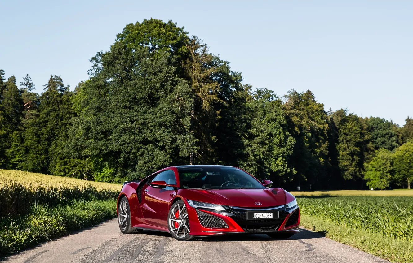 Фото обои red, honda, nsx, 2017