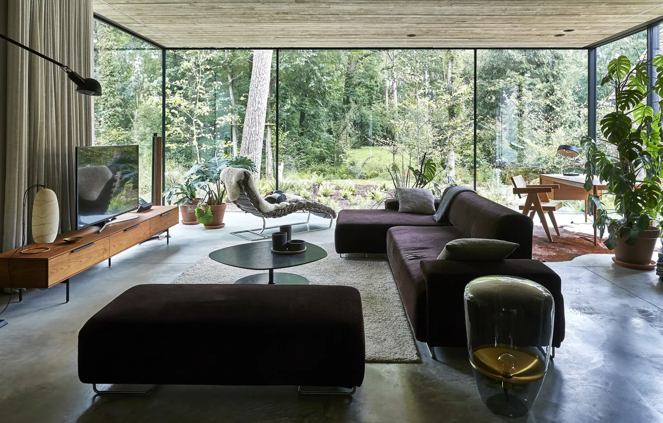 Фото обои Панорамные окна, интерьер, гостиная, House DC, by LENS°ASS Architecten