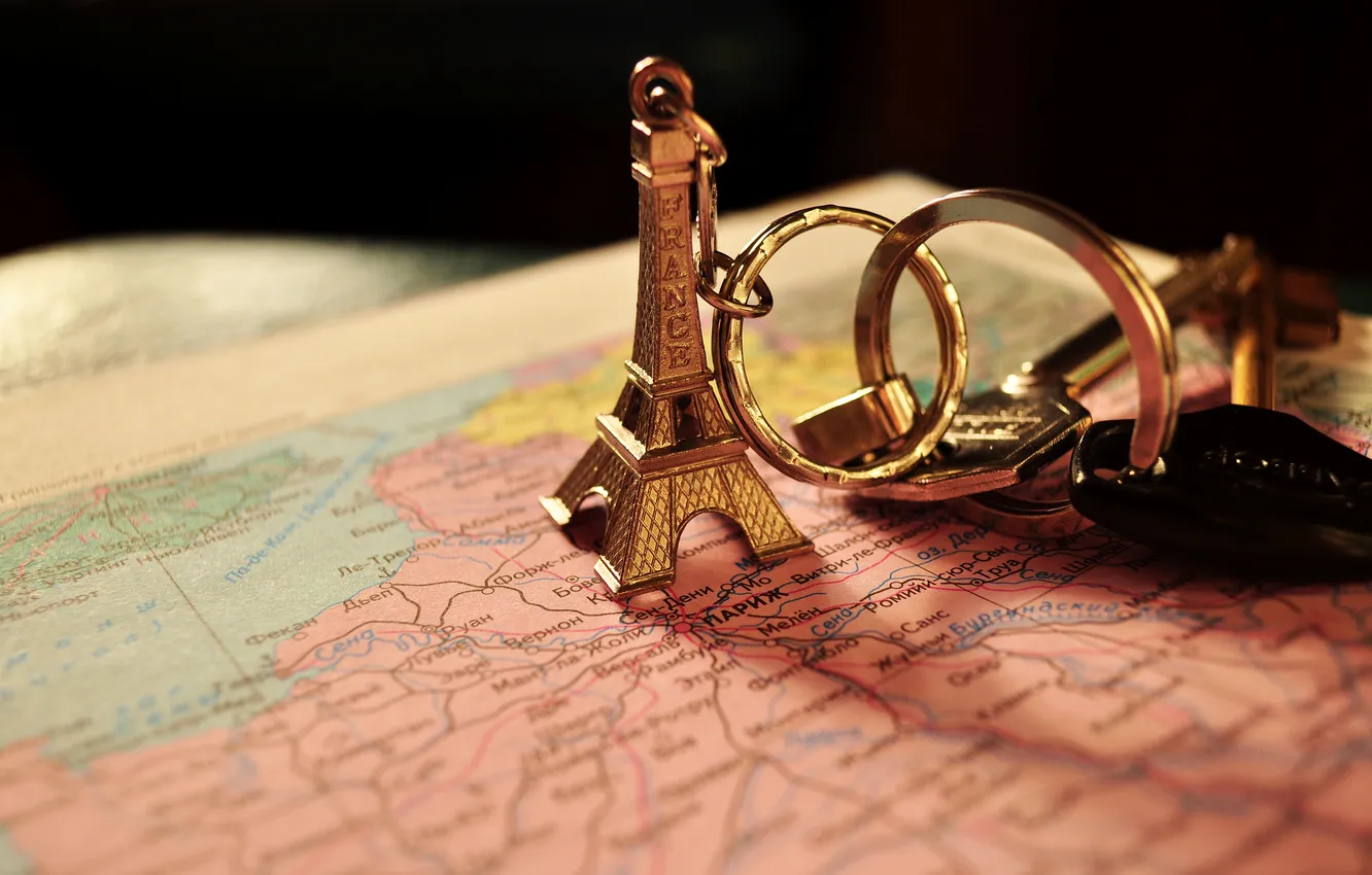 Фото обои Франция, Париж, карта