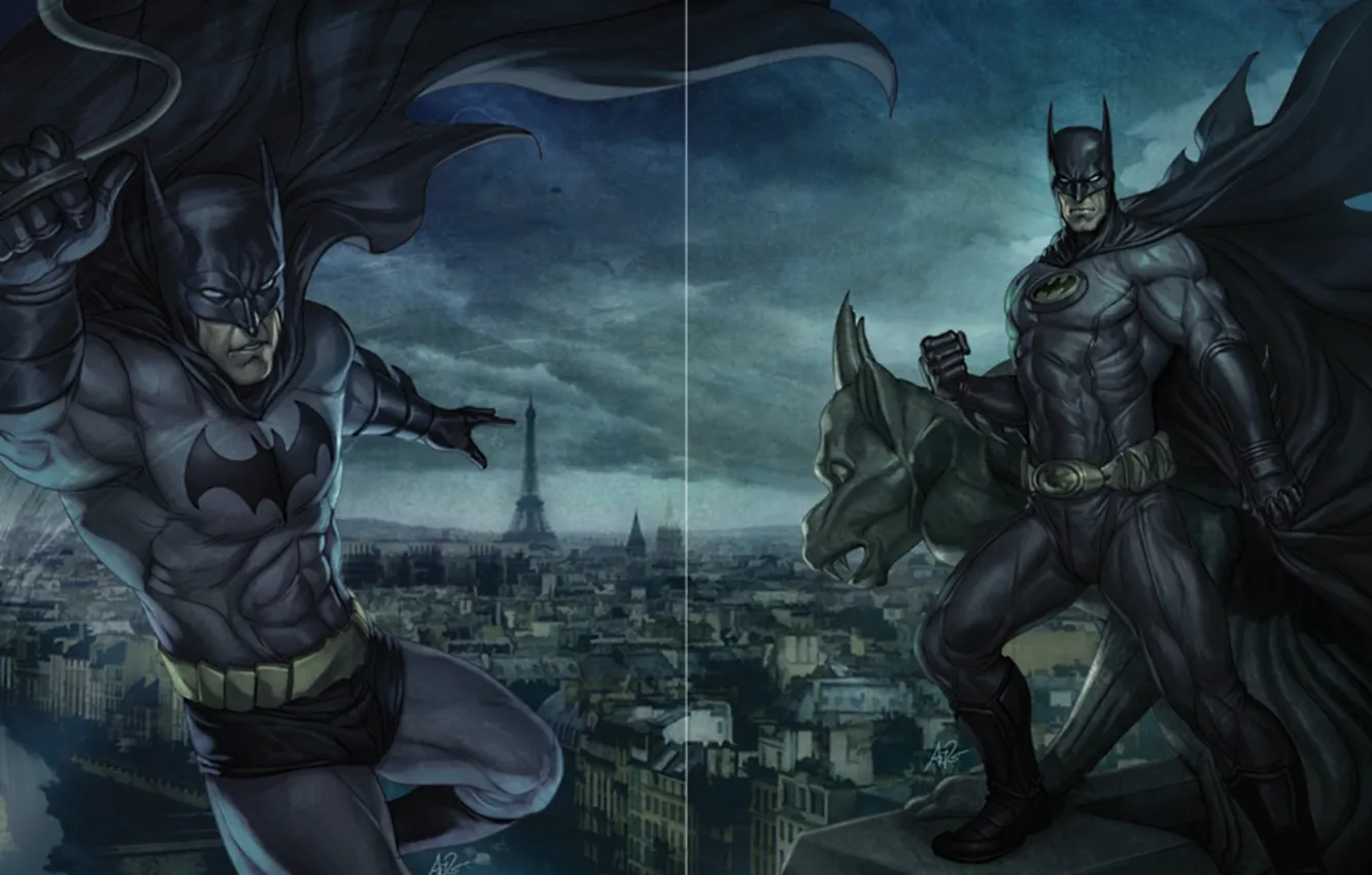 Фото обои Бэтмен, Batman, DC Comics, Gotham, Готэм.