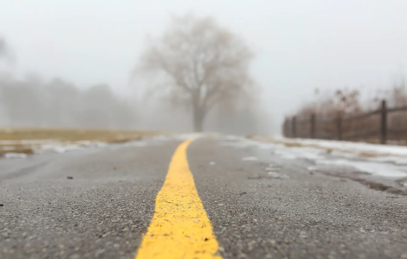 Фото обои дорога, туман, фон